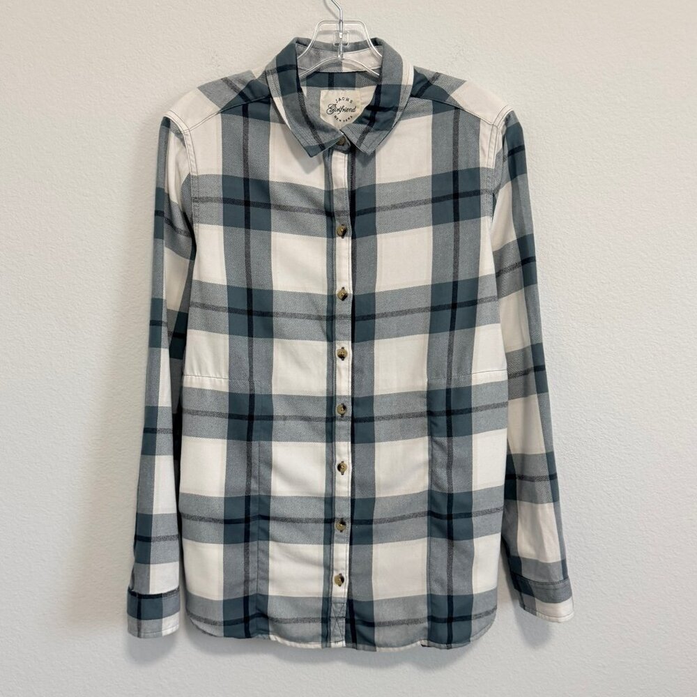 Jachs Girlfriend Long Sleeve Button Front Plaid Flannel Shirt Women's Size S.